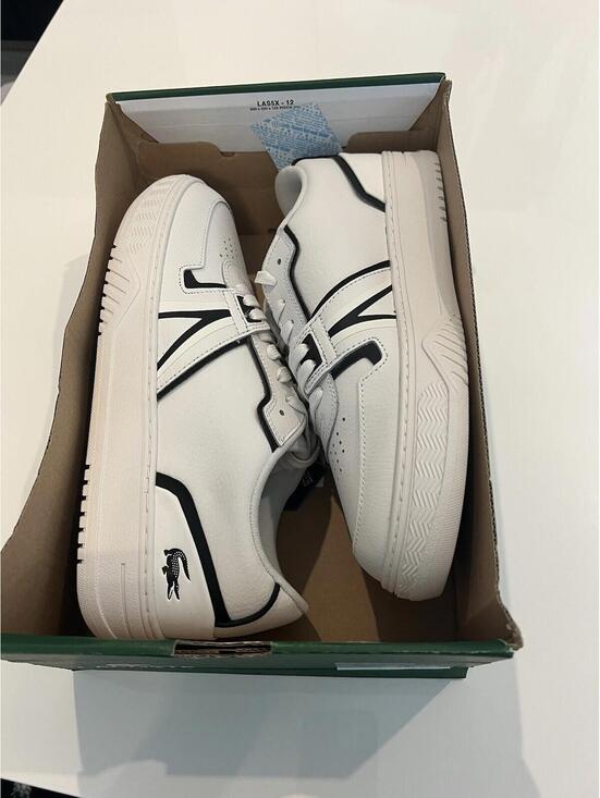 Lacoste L001 123 7 Mens Leather Low Top Sneaker In White Black Size US 11 - Picture 6 of 9